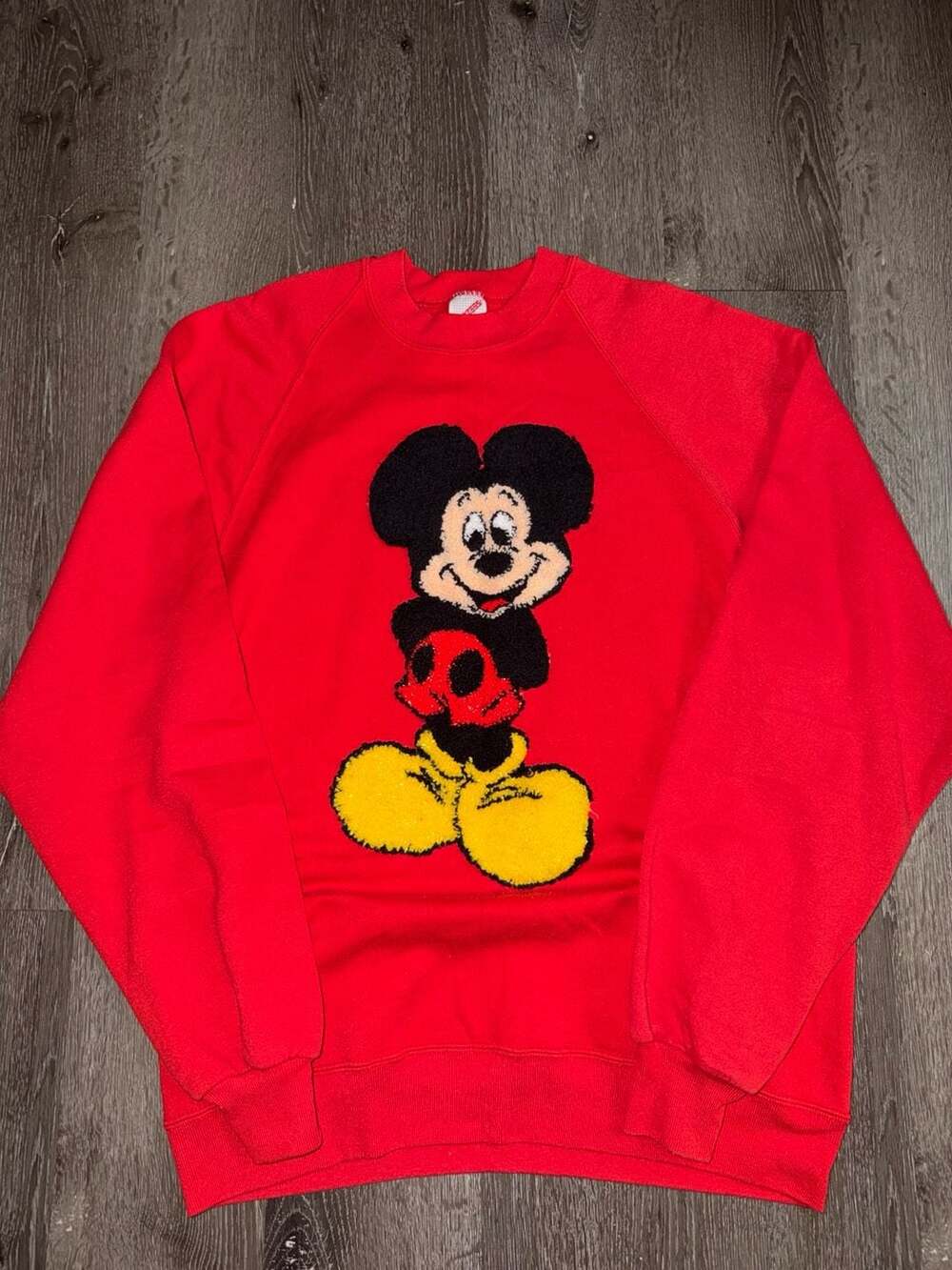 Jerzees Mickey Mouse Sweatshirt Size XXL Red Vintage 80s 3D Applique